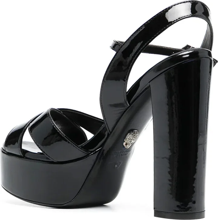 Patent-Effect Heeled Sandals - Image 3