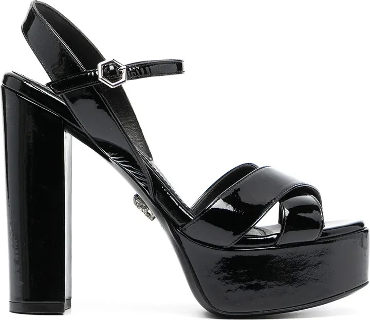 Patent-Effect Heeled Sandals