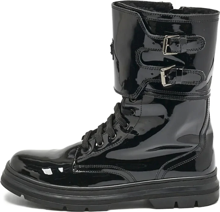 Patent-Finish Combat Boots