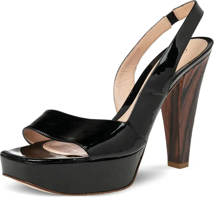 Patent-Finish Platform Slingback Sandals - Image 2