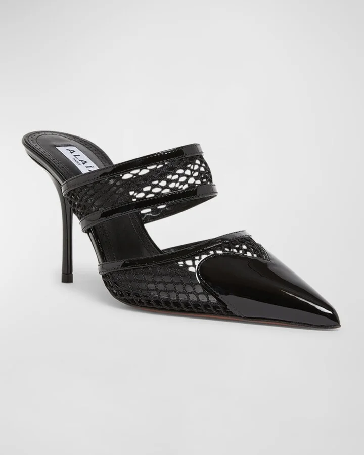 Patent Heart-Toe Stiletto Mules - Image 3
