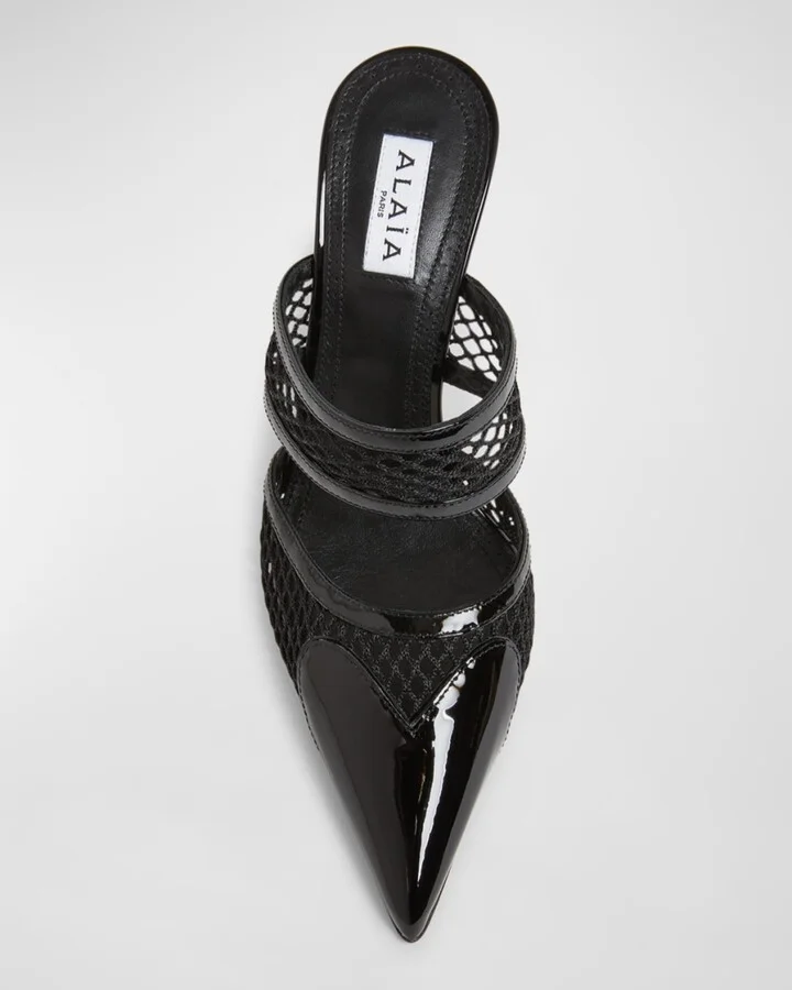 Patent Heart-Toe Stiletto Mules - Image 4