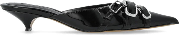 Patent Heeled Slides ‘The Emma’, , - Black