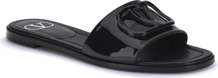 Patent Leathe Vlogo Slide Sandals - Image 2