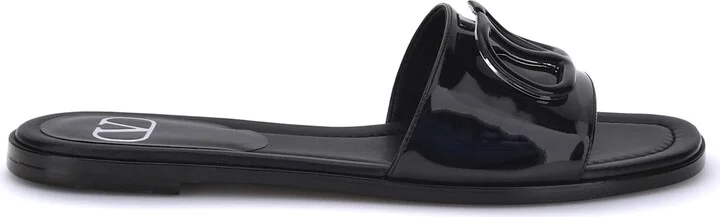 Patent Leathe Vlogo Slide Sandals