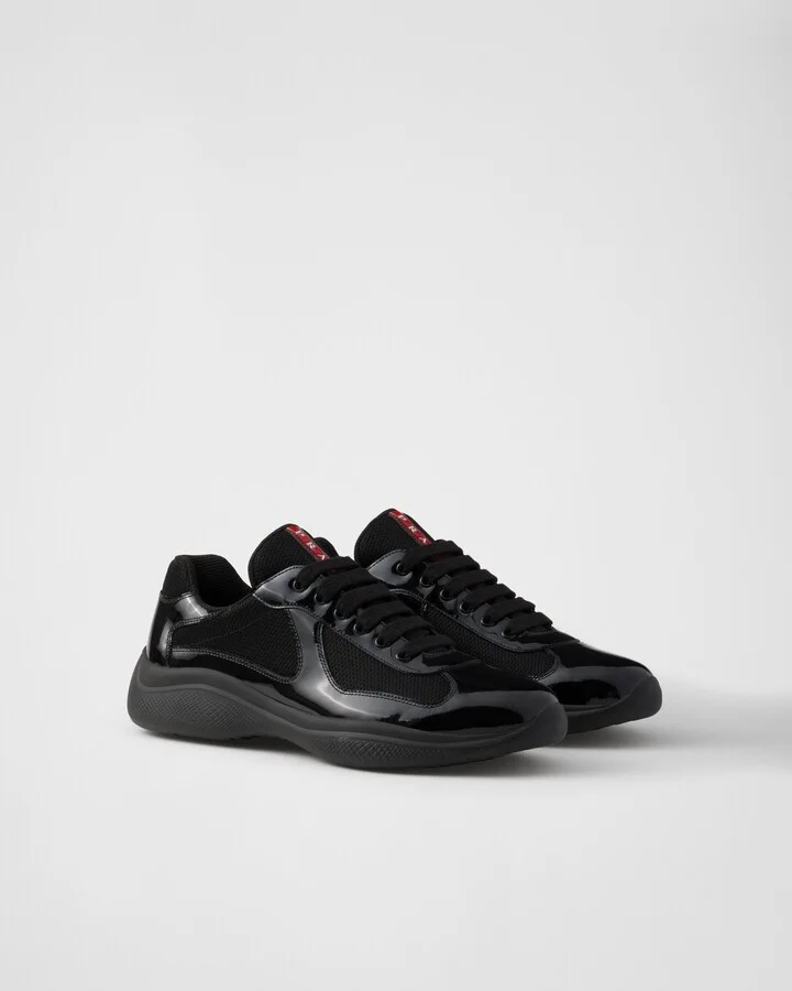 Patent leather and technical fabric Prada America's Cup sneakers