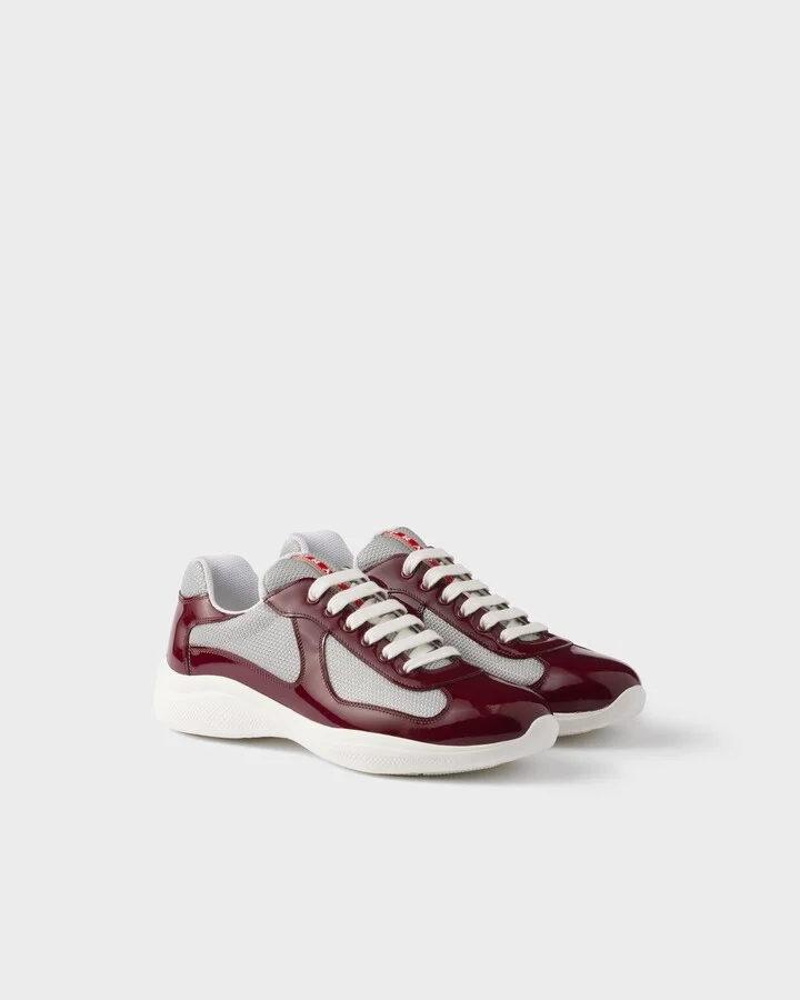 Patent leather and technical fabric Prada America's Cup sneakers