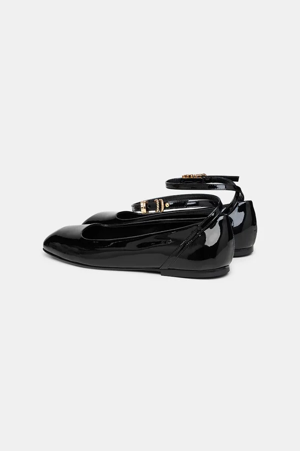 Patent leather ballerinas with ankle strap - Image 9