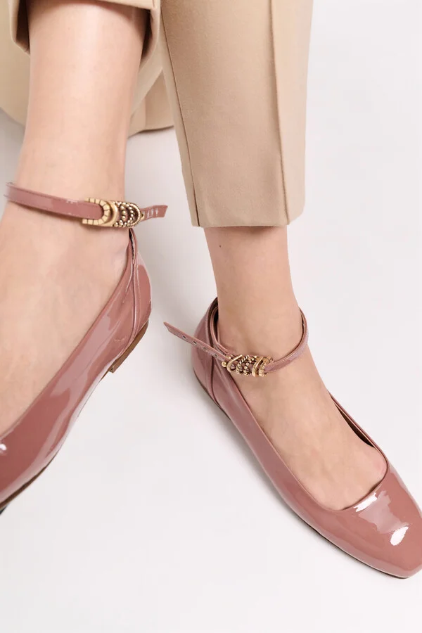 Patent leather ballerinas with ankle strap - Image 6