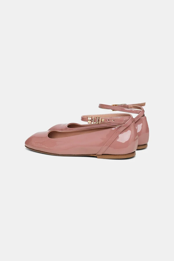 Patent leather ballerinas with ankle strap - Image 9