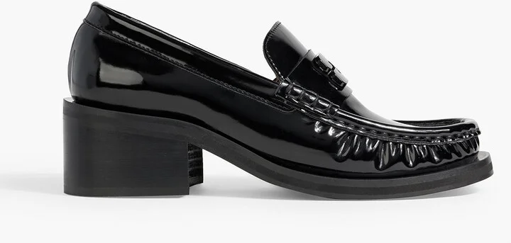 Patent leather-blend loafers
