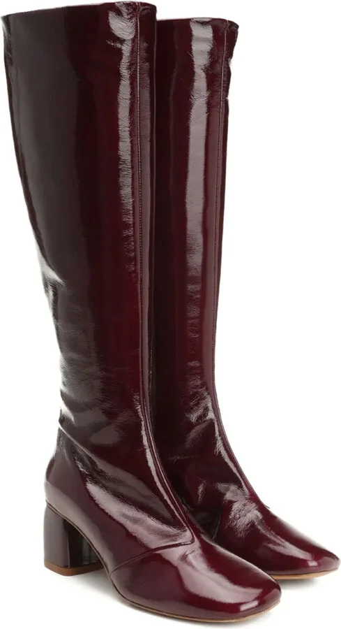 Patent Leather Block-Heel Boots - Image 2