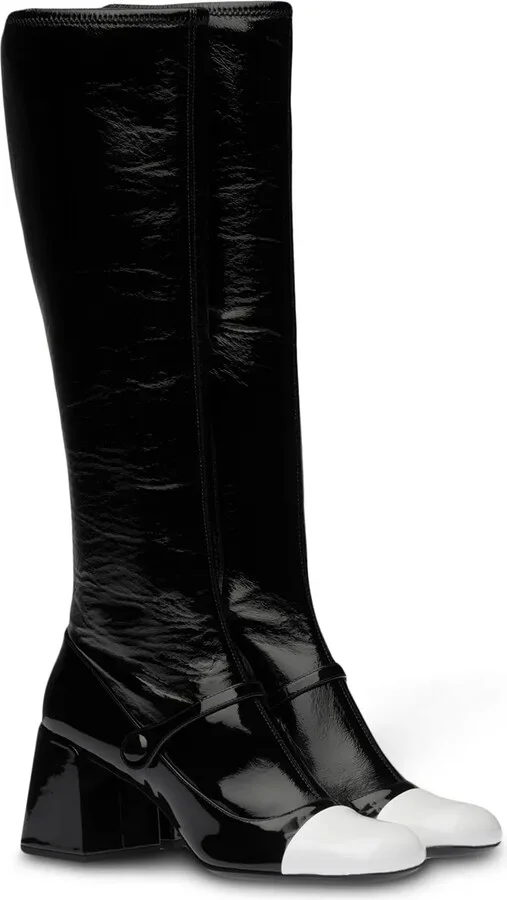 Patent-Leather Block Heel Boots - Image 2