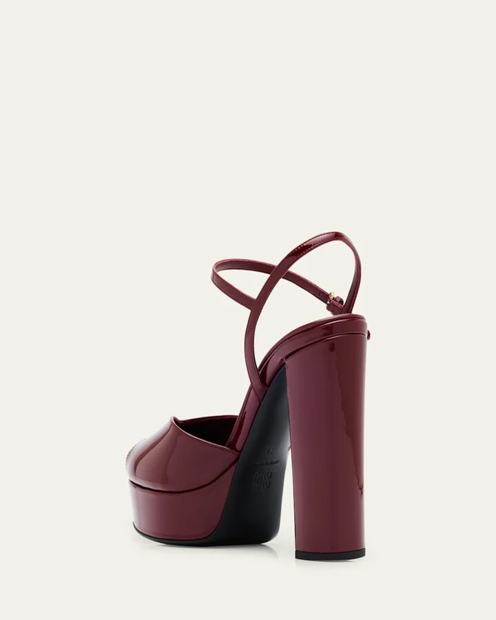 Patent Leather Block-Heel Platform Sandals - Image 5