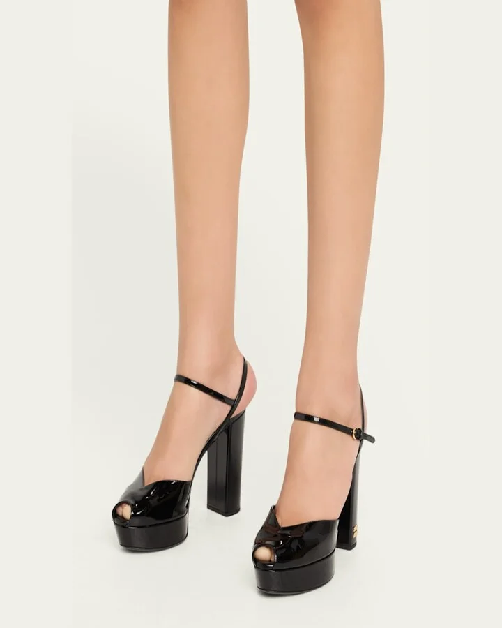 Patent Leather Block-Heel Platform Sandals - Image 7