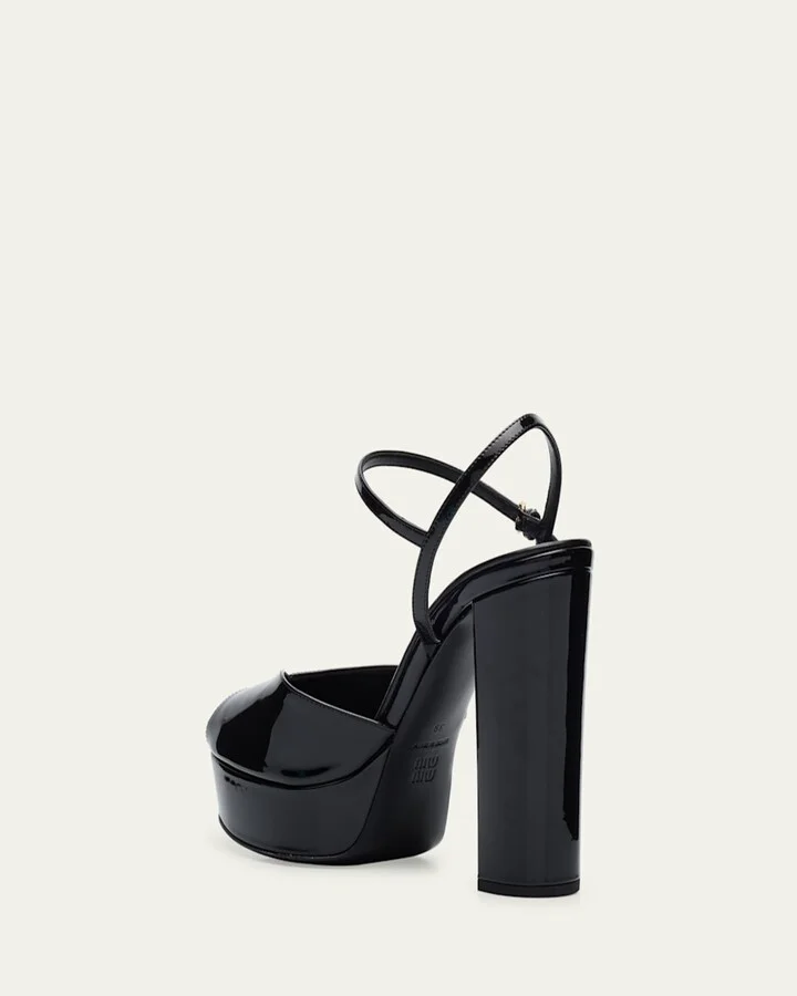 Patent Leather Block-Heel Platform Sandals - Image 10