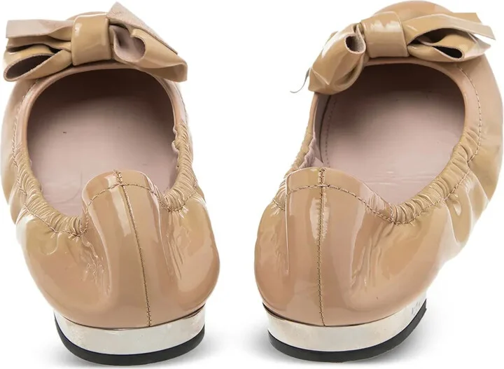 Patent-Leather Bow-Detailed Ballet Flats - Image 3