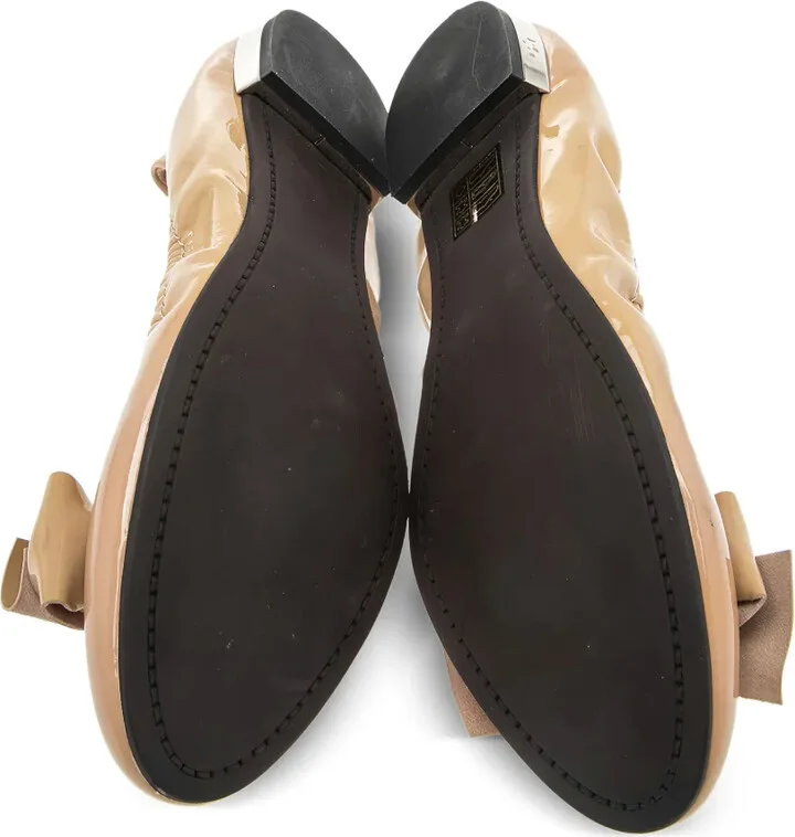 Patent-Leather Bow-Detailed Ballet Flats - Image 4