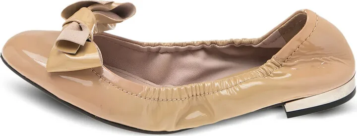Patent-Leather Bow-Detailed Ballet Flats