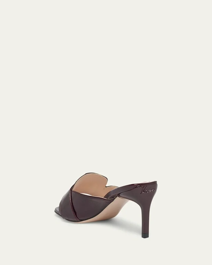 Patent Leather Buckle Mule Sandals - Image 4