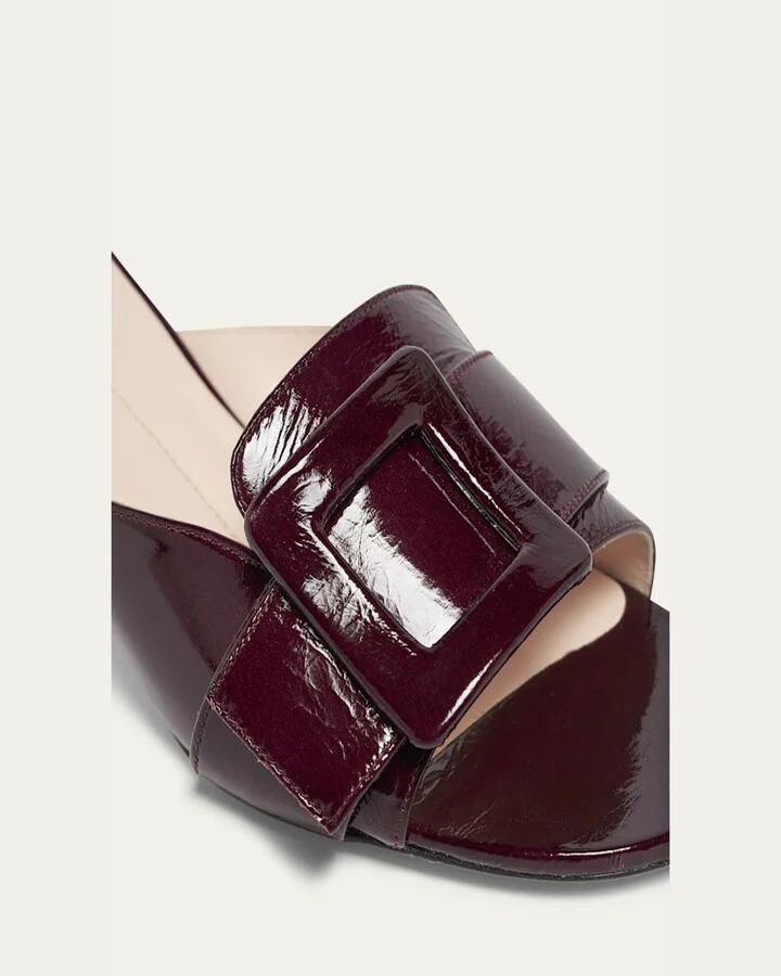 Patent Leather Buckle Mule Sandals - Image 5