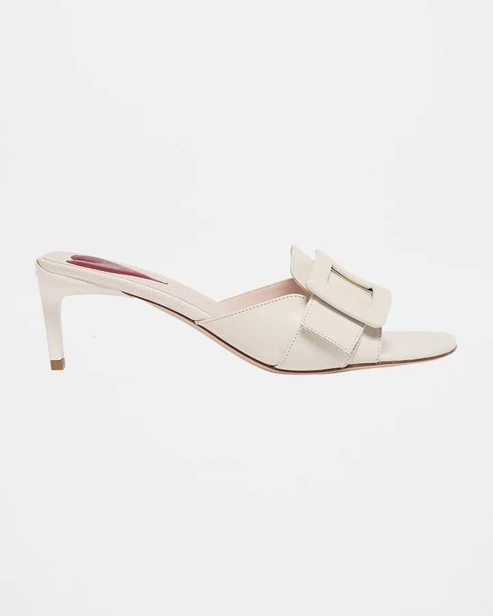 Patent Leather Buckle Mule Sandals