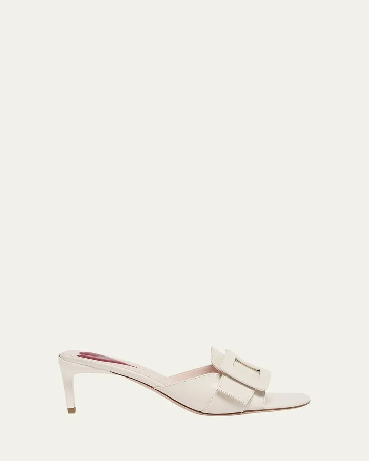 Patent Leather Buckle Mule Sandals
