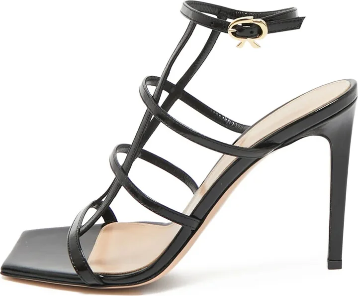 Patent-Leather Cage Sandals
