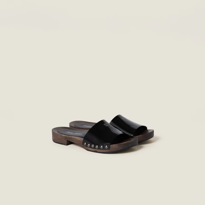 Patent leather clogs