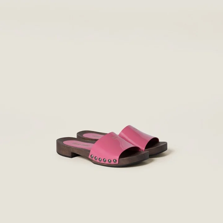 Patent leather clogs