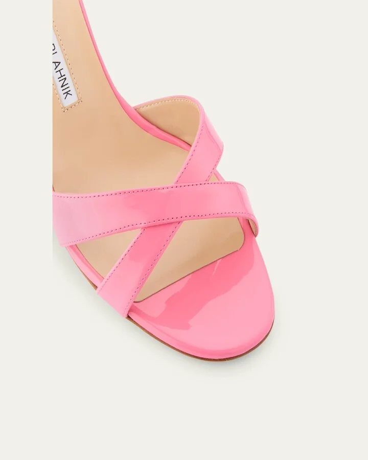 Patent Leather Crisscross Slide Sandals - Image 2