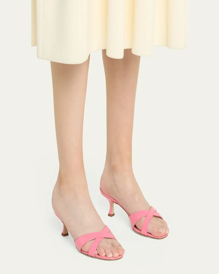 Patent Leather Crisscross Slide Sandals - Image 4