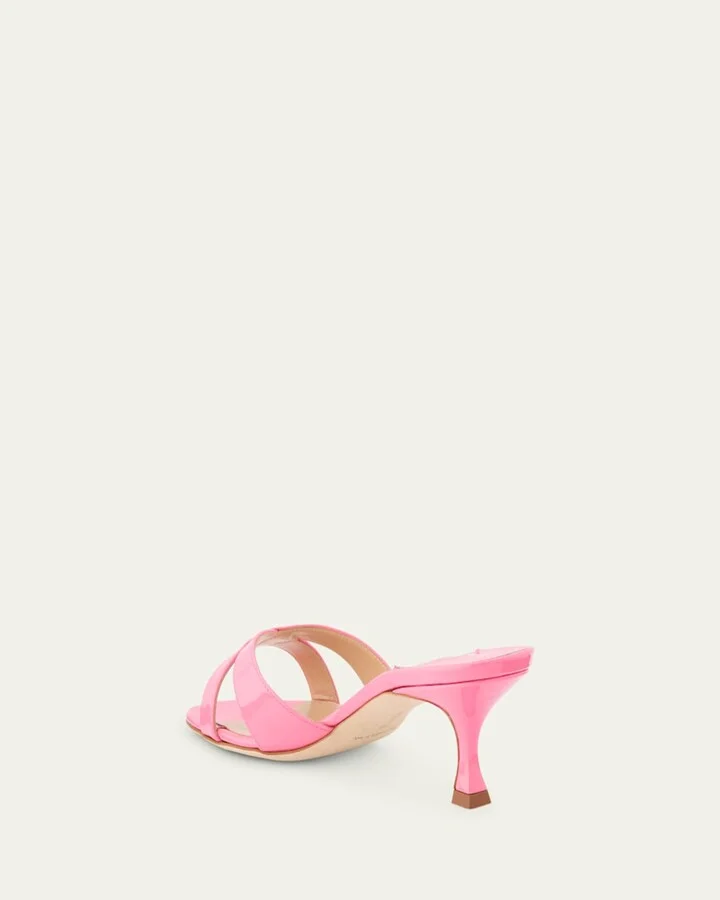 Patent Leather Crisscross Slide Sandals - Image 5