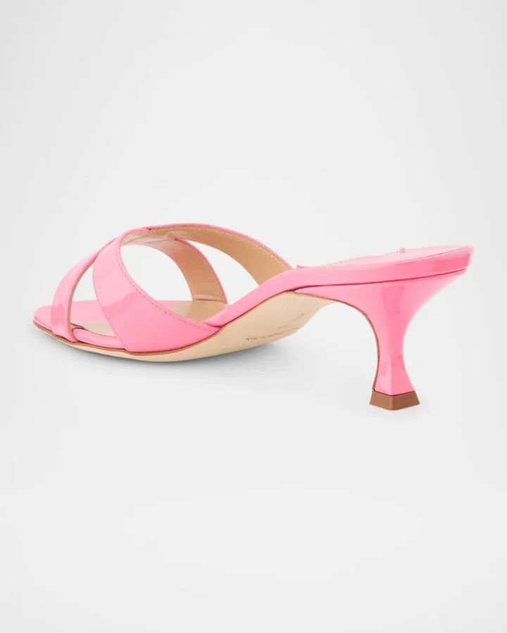 Patent Leather Crisscross Slide Sandals - Image 2