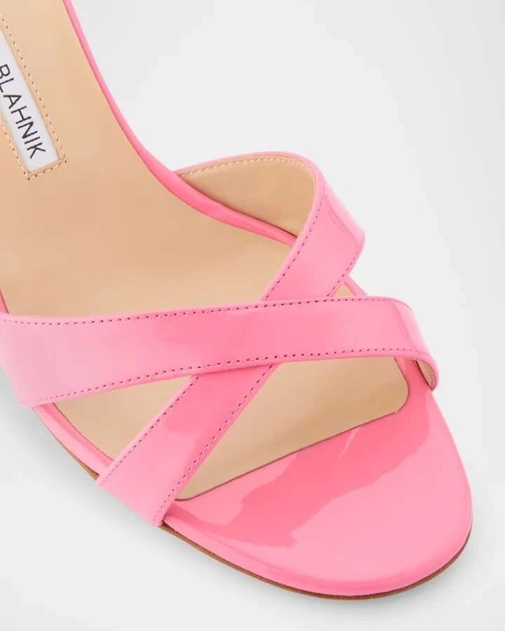 Patent Leather Crisscross Slide Sandals - Image 3