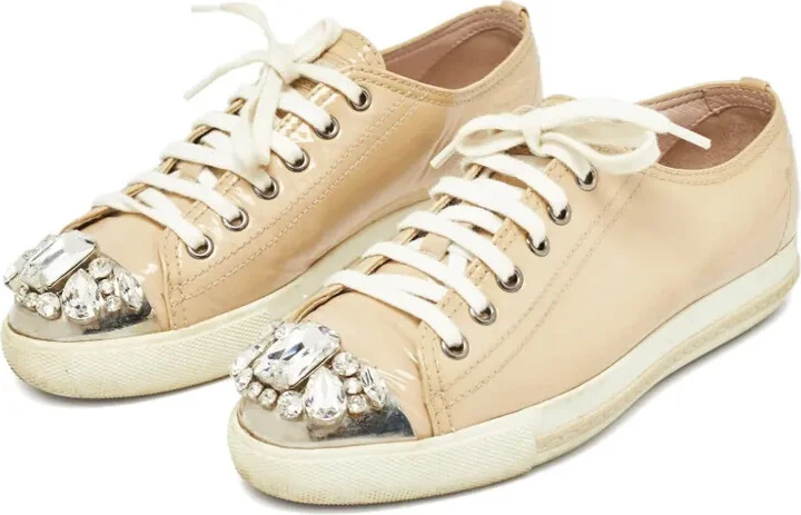 Patent-Leather Crystal-Embellished Sneakers - Image 2