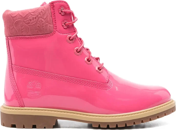 Patent-Leather Lace-Up Boots