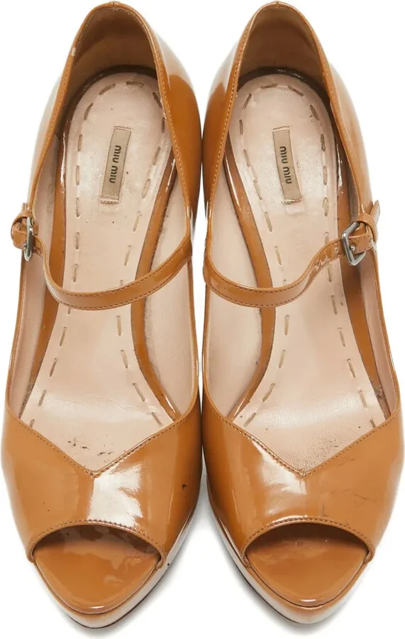 Patent Leather Peep Toe Pumps - Image 2