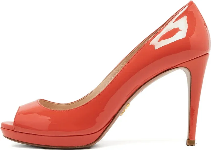 Patent Leather Peep-Toe Pumps