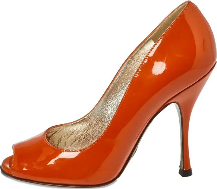Patent Leather Peep-Toe Pumps