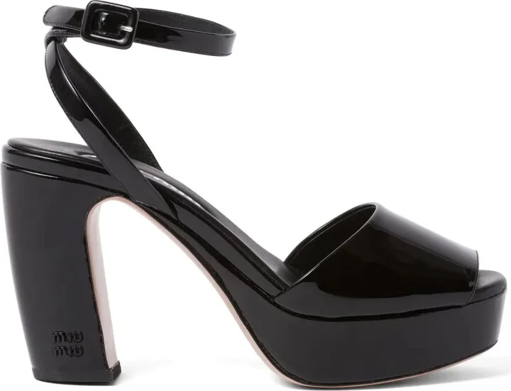 Patent-Leather Platform Sandals