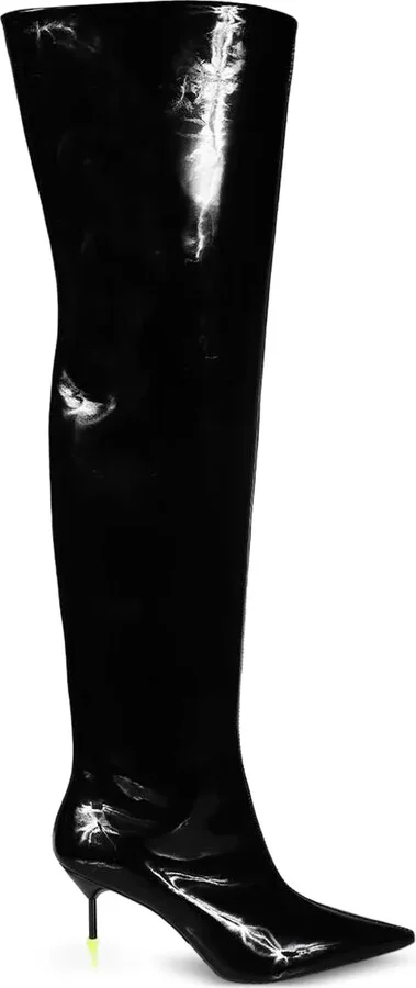 Patent-Leather Pointed-Toe Boots