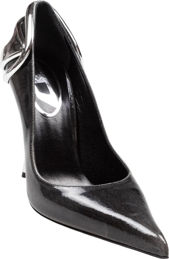 Patent Leather Pumps With Curved Heel Black - Image 2