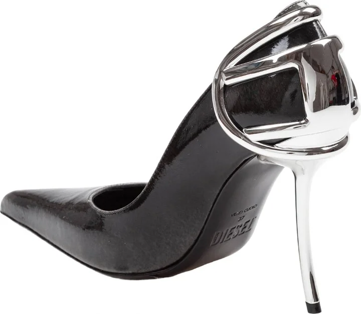 Patent Leather Pumps With Curved Heel Black - Image 4