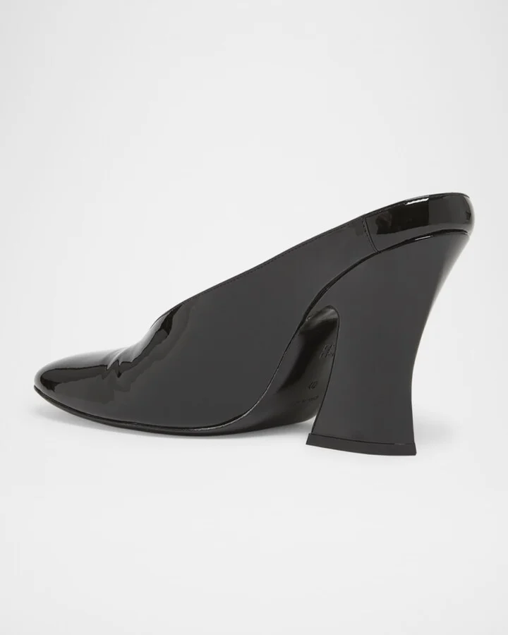 Patent Leather Sculpted Block-Heel Mules - Image 3
