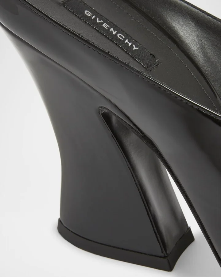 Patent Leather Sculpted Block-Heel Mules - Image 4