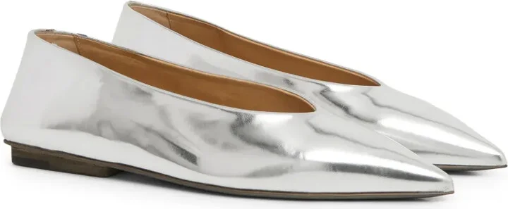 Patent Leather Silver Ballerina Shoes - Image 2