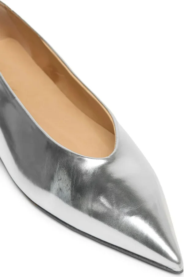 Patent Leather Silver Ballerina Shoes - Image 4