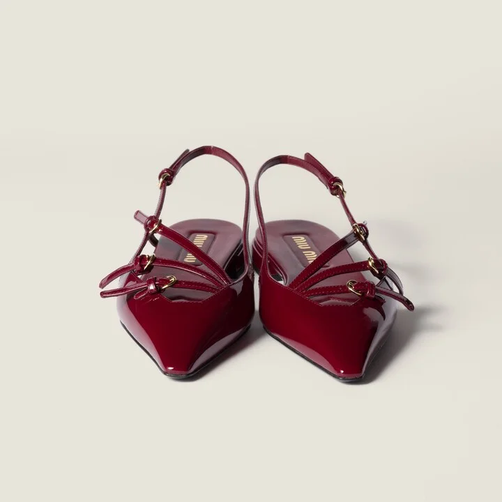 Patent leather slingback ballerinas with buckles - Image 4