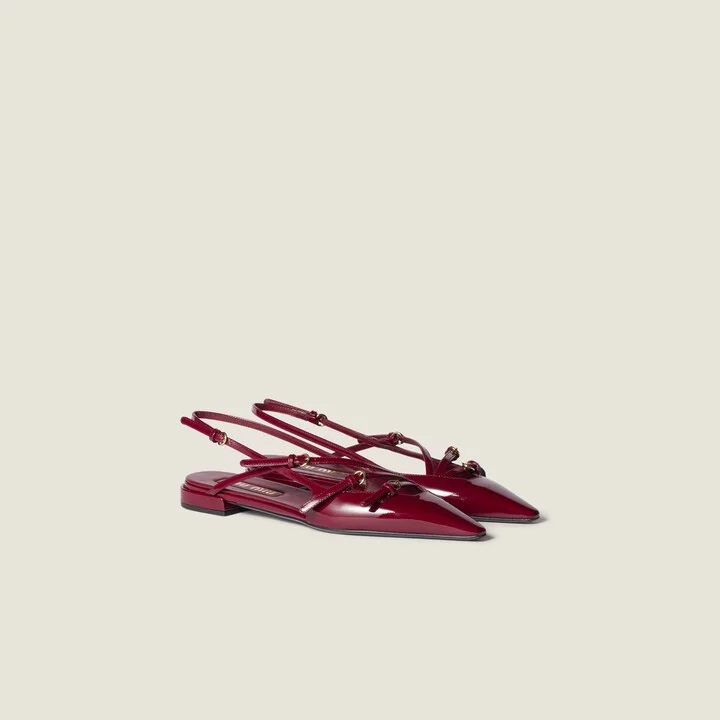 Patent leather slingback ballerinas with buckles